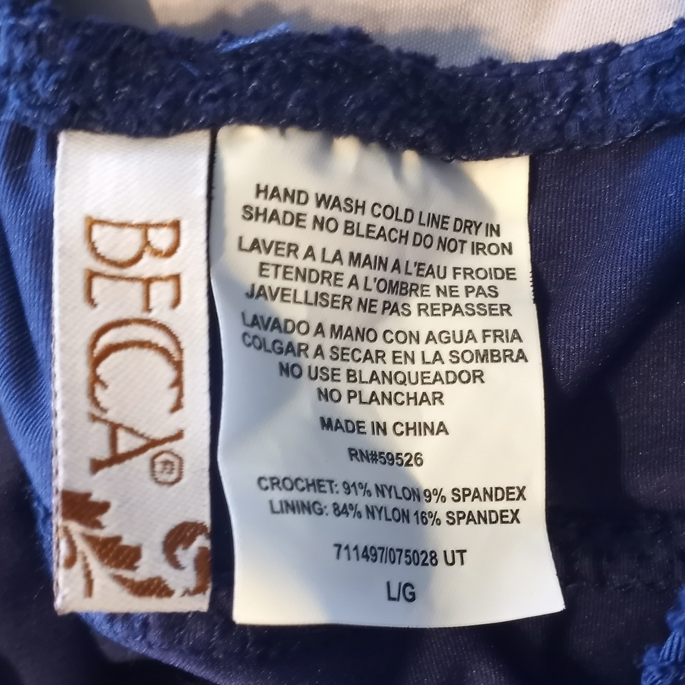BECCA Deep Blue Lace Swimsuit Size Large - Picture 5 of 6